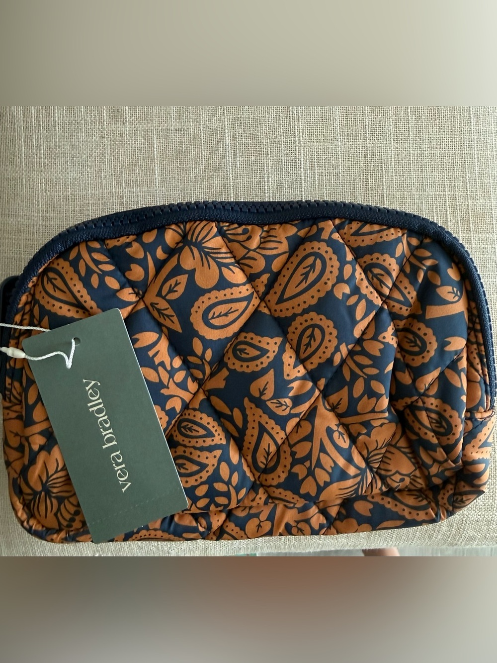 Vera Bradley Navy & Brown Quilted Paisley Small belt bag NWT